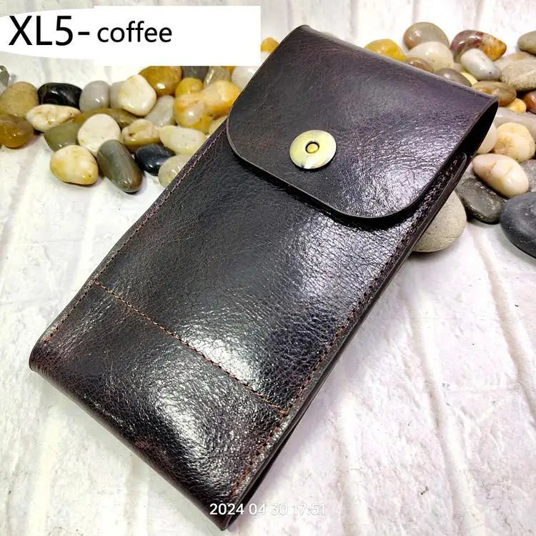 Mobile Phone Waist Bag Holster Genuine Leather Phone Sheath  Universal Belt Pouch Pack Men's 2102DK