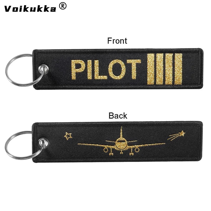 1 PC Wholesale Aviation Keychain Remove Before Firing Both Sides Embroidery Car Key Accessories Backpack Pendant Chain