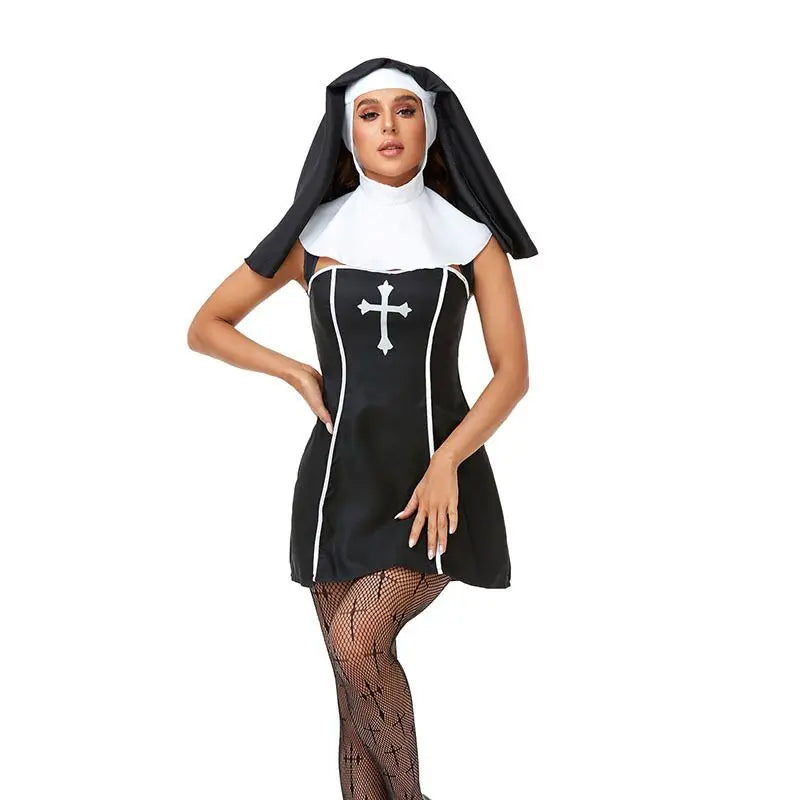 Adult Nun Costume Women Nun Sister Dress Sexy Bad Habit Outift Missionary Nun Cosplay Halloween Fancy Dress