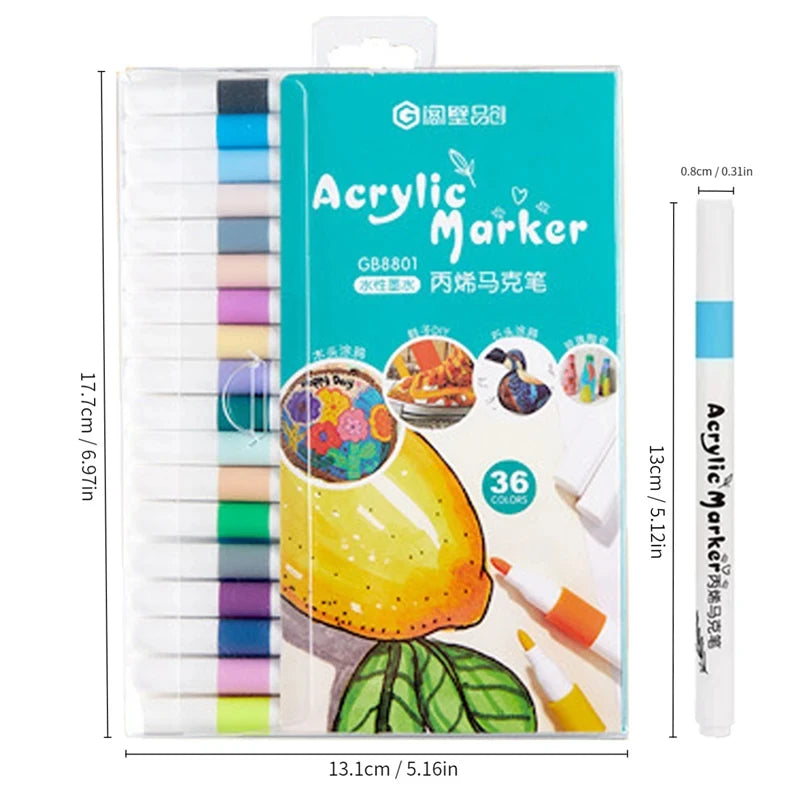 12-80 Colors Acrylic Paint Art Marker Pen DIY Hand Drawn Painting Drawing For Card Ceramic Stone Mug Glass Fabric Clothes Shoes