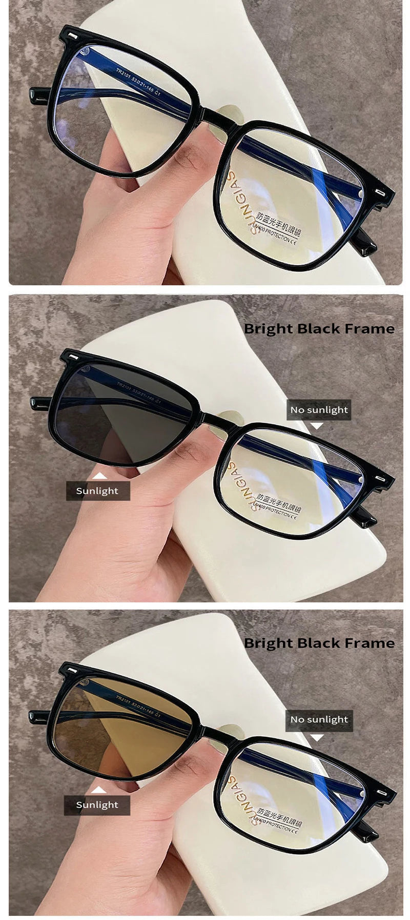 Fashion Color-changing Myopia Glasses For Women Men Square Frame Photochromic Nearsighted Eyeglasses Diopter -0.5 -1.0 To -6.0