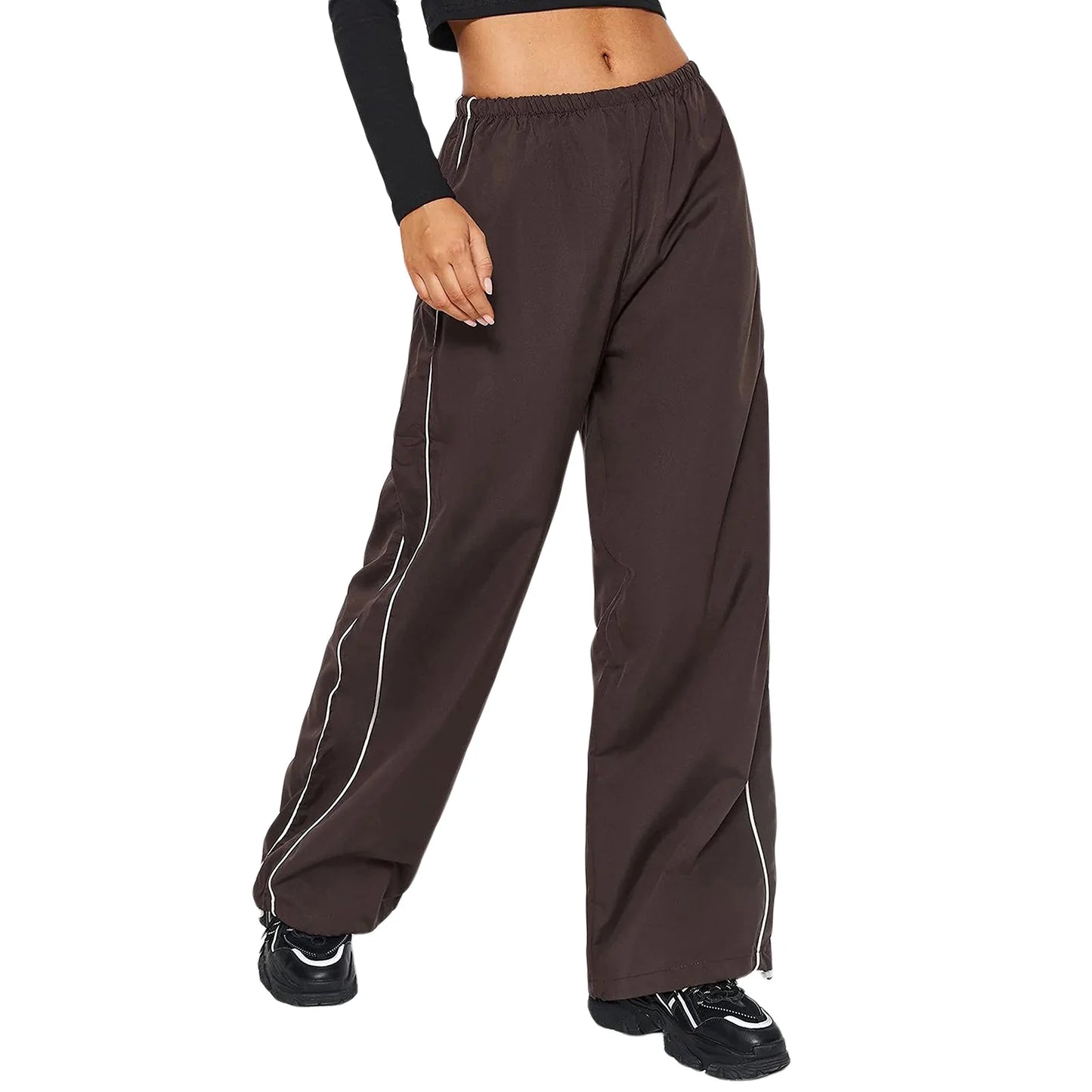 Women Summer Y2K Loose Cargo Pants Elastic Waist Baggy Wide Leg Straight Trousers Jogger Overalls Sweatpants Streetwear