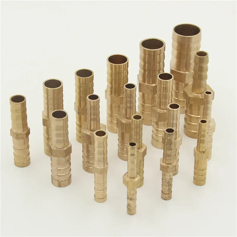 Brass 2 Way Reducing Straight Hose Barb Barbed Pipe Fitting Reducer Copper Coupler Connector Adapter for Air Fuel Gas Water