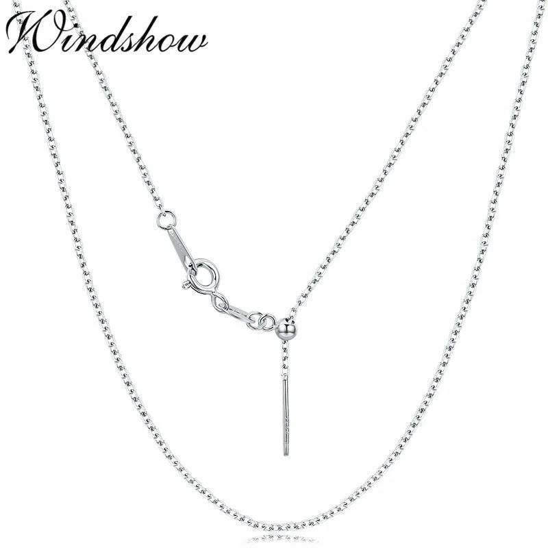 Thin 925 Sterling Silver Cross Chain Adjustable Necklace Choker Necklaces Women Girls Jewelry Collier Kolye Ketting 45cm-60cm