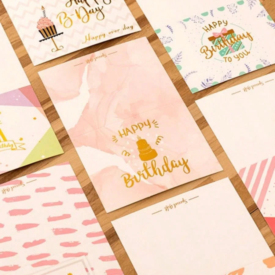 10pcs Happy Birthday Greeting Card （Style Random）Birthday Party Invitation Cards For Kids Adults Folded Gift Cards Message Card