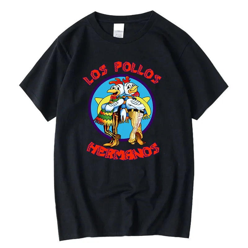 Summer Men's Short Sleeved High Quality 100% Cotton Breaking Bad LOS POLLOS Chicken Brothers Printed Casual For Men T-shirt Male