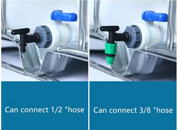 S60x6 Coarse Thread IBC Water Pipe 1/2" Tap Cap Tank Adapter Compatible with IBC Tank Garden Robinet Cuve 1000 Litres 3/4 Hose