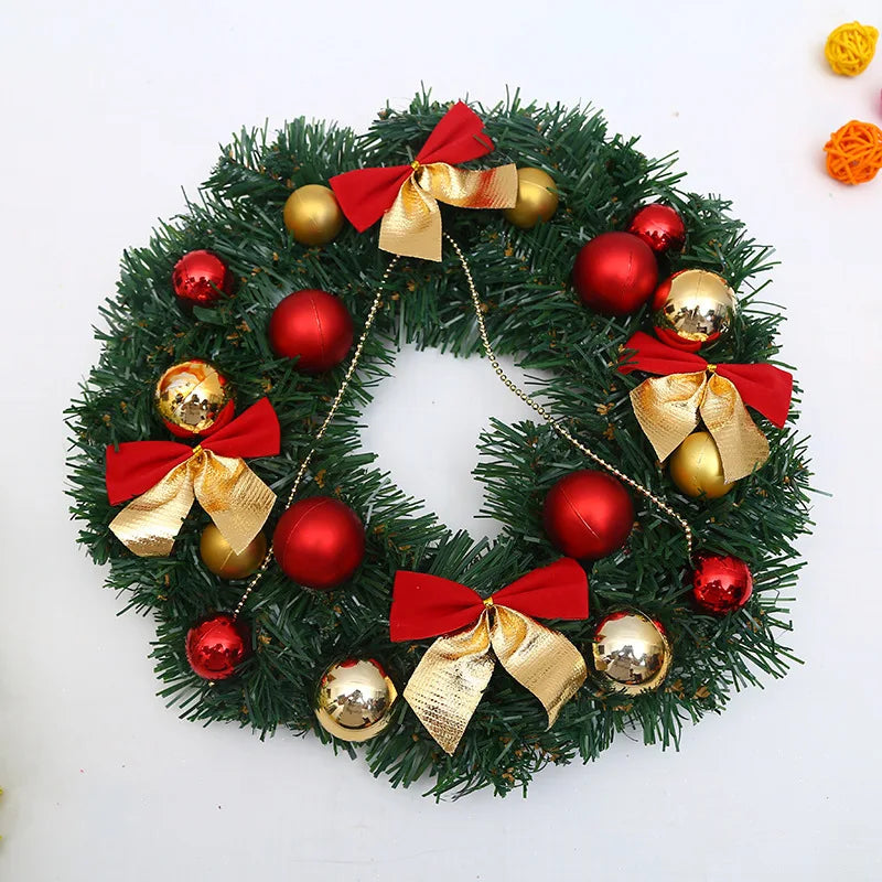 30*30cm Christmas Wreath, Artificial Red Berries Pine Cones Hanging Xmas Garland Ornament For Wall Window Door Christmas Pendant