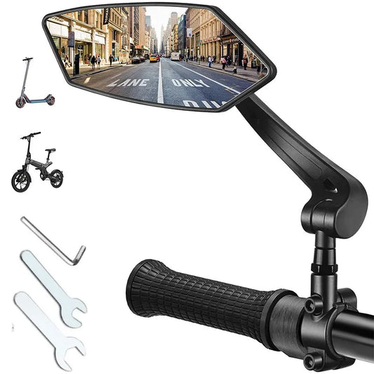 Bike Rear View Mirror Reflector Adjustable Rotatable Handlebar Mirror Clear Rearview Electric Scooter Cycling Bicycle Accessorie