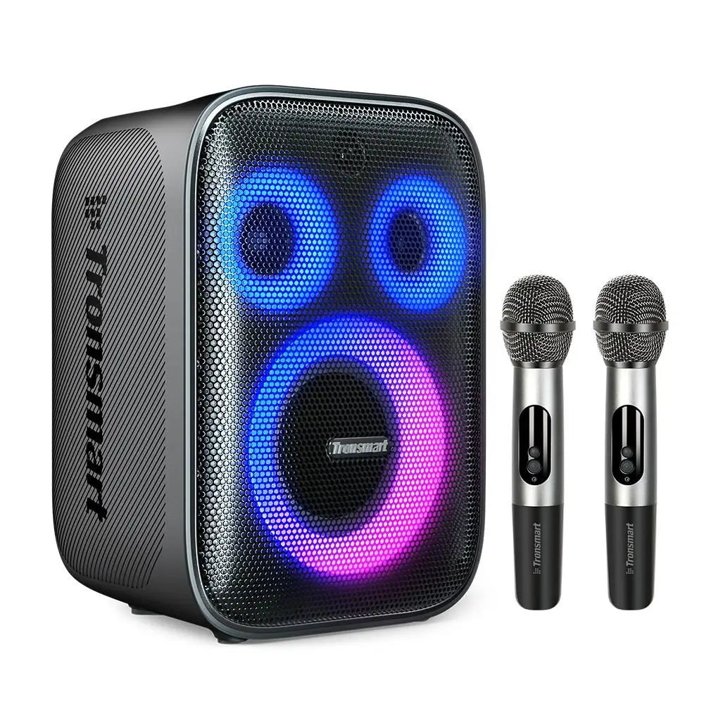 Tronsmart Halo 200 Karaoke Party Speaker 120W with 2 Wireless Microphones, Syncs Audio across 100+ Speakers, 3 Way Sound System