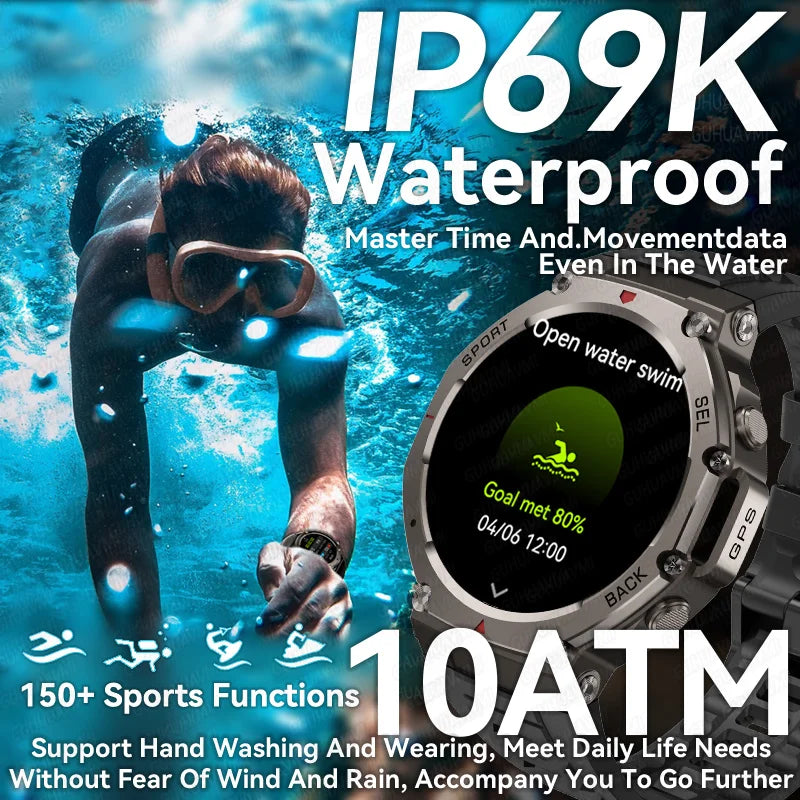 New GPS Smart Watch 1.43” HD AMOLED Display Built-in GPS Bluetooth Calls Waterproof swim Compass GPS Sports Smartwatch for Men