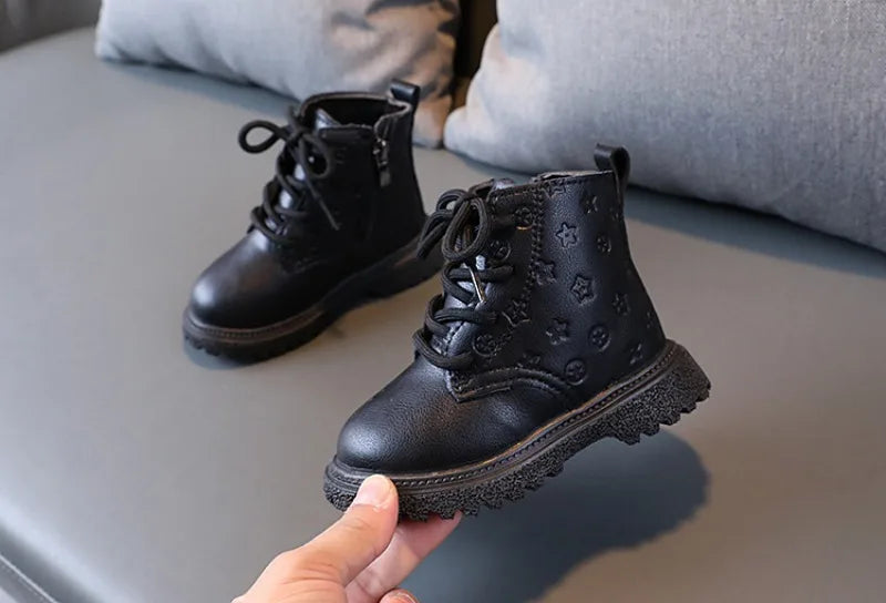 Bota Kid Boots Kid Fashion Boots Autumn Winter Boys British Plush Short Boot Girl Ankle Boots French Boy/ Girls Boot Kid Shoes