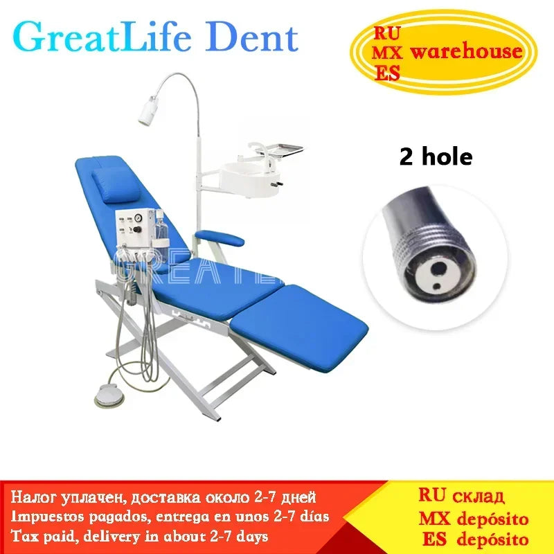 GreatLife Dent Cheap Dental Unit Dental Chair Complete Set Dental Folding Chair Sale with Led Lamp and Portable Turbine Unit