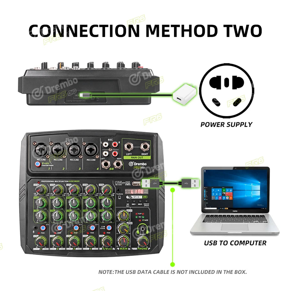 Debra 4/6 Channel Mixer Audio Mixer, DJ Console Mixer with Bluetooth 48V Phantom Power Delay Replay Effects for Bar Gigs