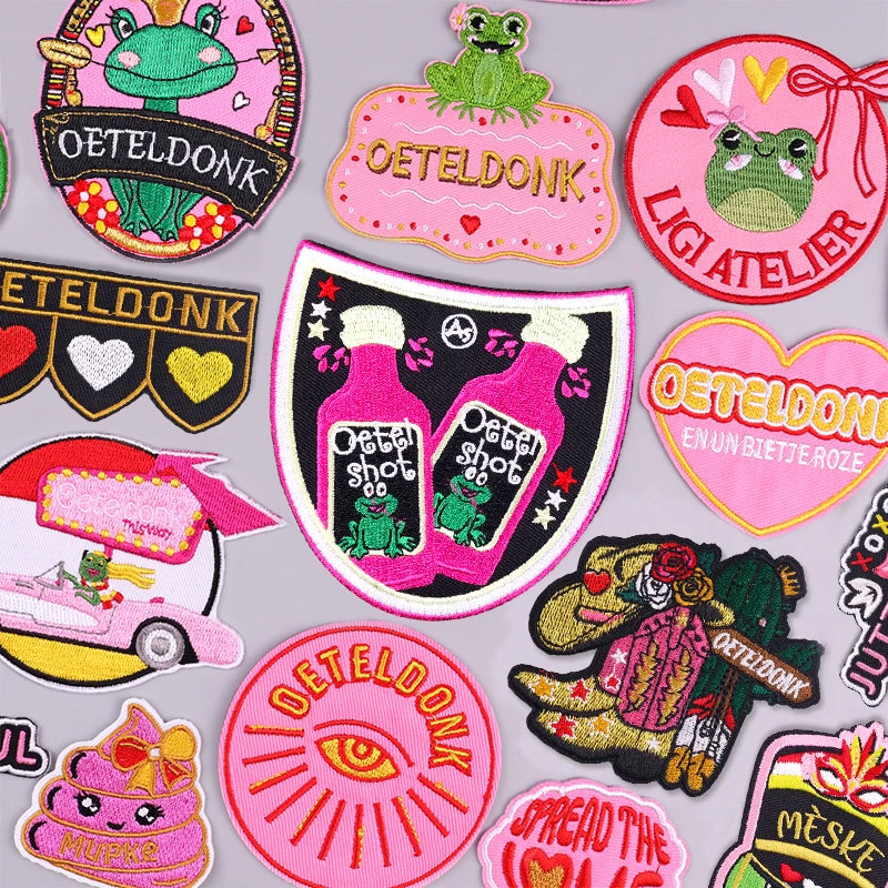 Pink Series Netherland Oeteldonk Emblem Embroidery Patches For Clothing Carnival New Style Oeteldonk Embroidery Patch On Clothes