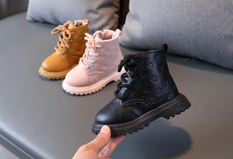 Bota Kid Boots Kid Fashion Boots Autumn Winter Boys British Plush Short Boot Girl Ankle Boots French Boy/ Girls Boot Kid Shoes