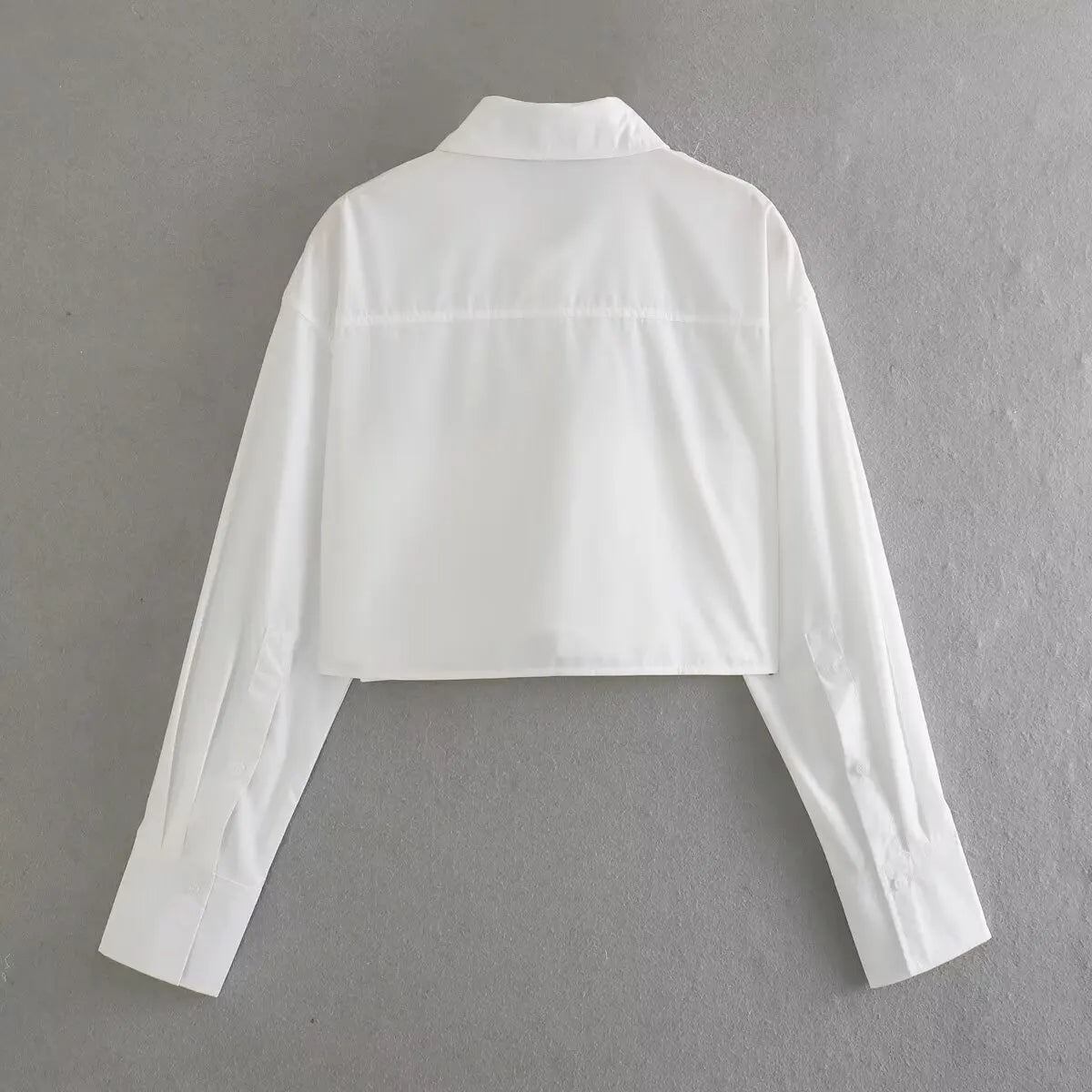 TRAF 2024 Women Solid White Blouse Long Sleeve With Pocket Casual Loose Chic Tops Office Lady Fashion Basic Versatile Shirt