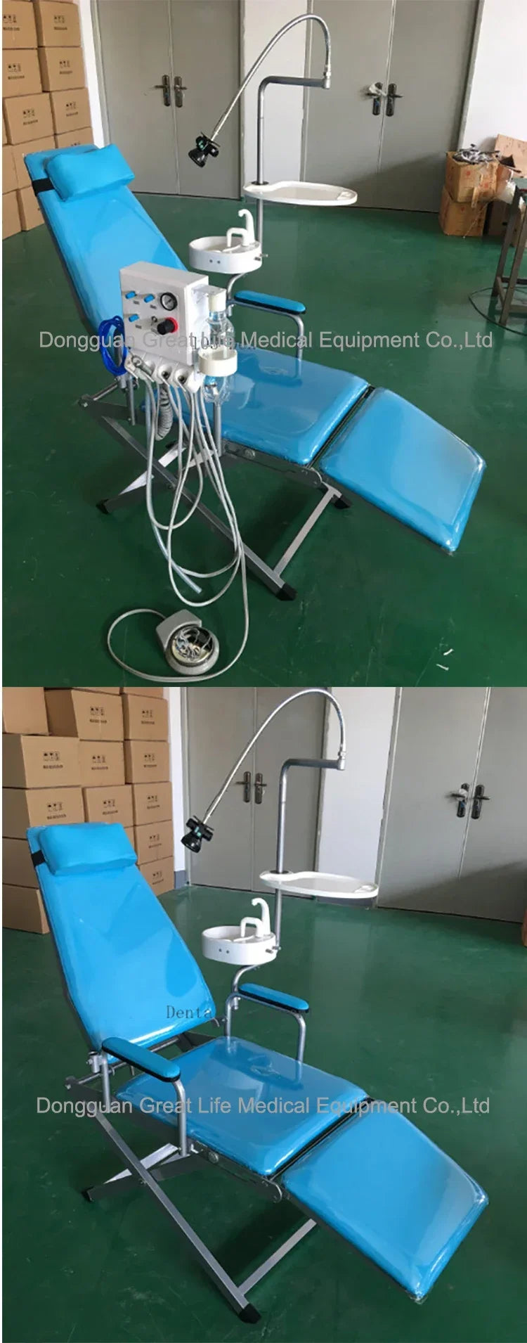 GreatLife Dent Cheap Dental Unit Dental Chair Complete Set Dental Folding Chair Sale with Led Lamp and Portable Turbine Unit