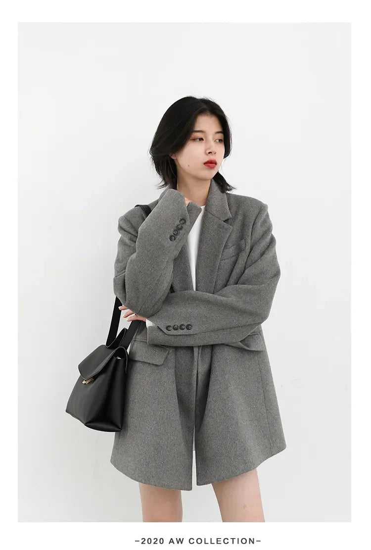 CHIC VEN Autumn Winter Women Coats Wool Blend All-match Mid-length Blazer Women's Woolen Overcoat Female Fashion Clothing 2023