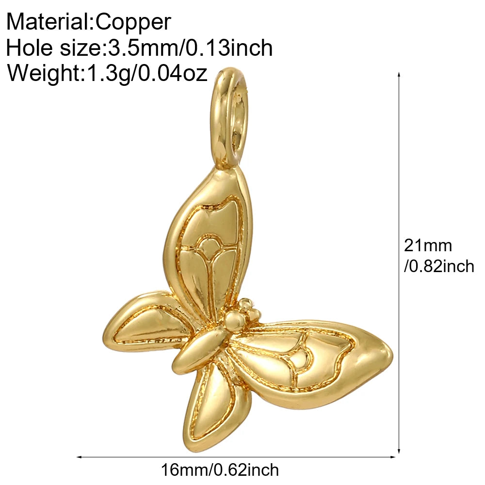 Cute Butterfly Flower Charms Gold Color Animals Elephant Bird Dijes Diy Earring Necklace Bracelet Keychain Sea Accessories