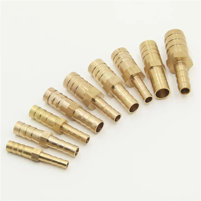 Brass 2 Way Reducing Straight Hose Barb Barbed Pipe Fitting Reducer Copper Coupler Connector Adapter for Air Fuel Gas Water