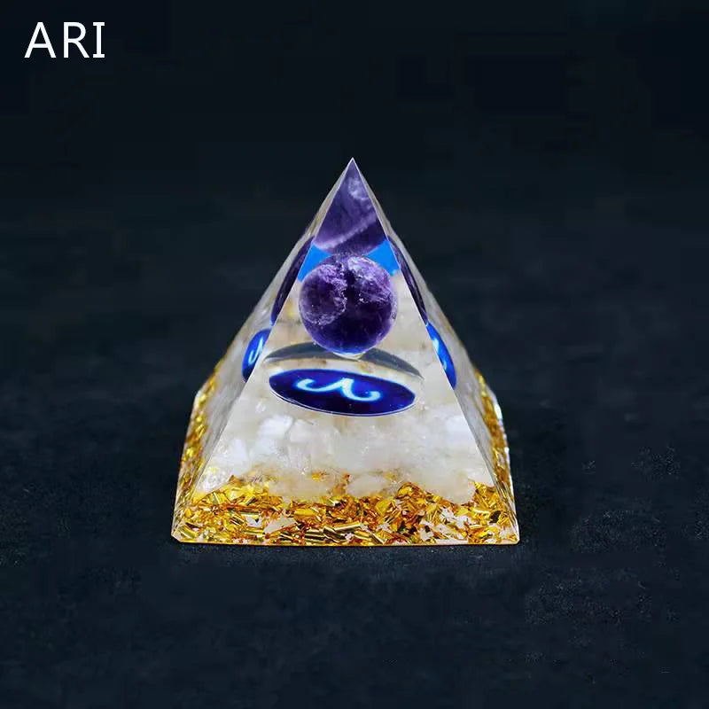 Constellation Pyramid Crystals Horoscope Natural Stone Home Office Decoration Energy Generator Reiki Meditation Ornaments Crafts