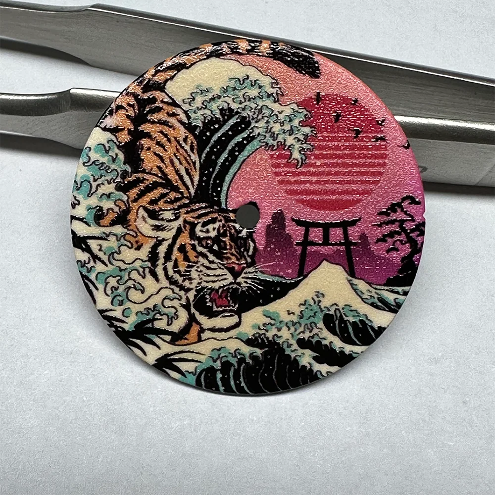 THORN Modified Watch Dial 28.5mm Diameter NH36/MH35 Movement Suitable For Personalized Kanagawa Dial Cartoon Oil Painting