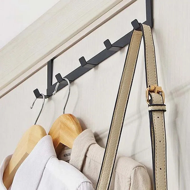 Hooks Over The Door 5 Hooks Home Bathroom Organizer Rack Clothes Coat Hat Towel Hanger Bathroom Kitchen Accessories