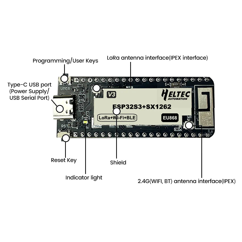 Diymore 433-510MHZ/ 863-928MHZ Wireless stick lite ESP32+LoRa V3 development board compatible with ESP32-S3 node Type - C