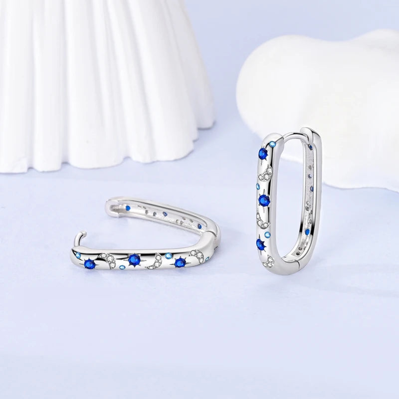 925 Sterling Silver Classic Round Hoop Earrings Zirconia U Shape Love Heart Geometric Earrings For Women Luxury Jewelry Gift