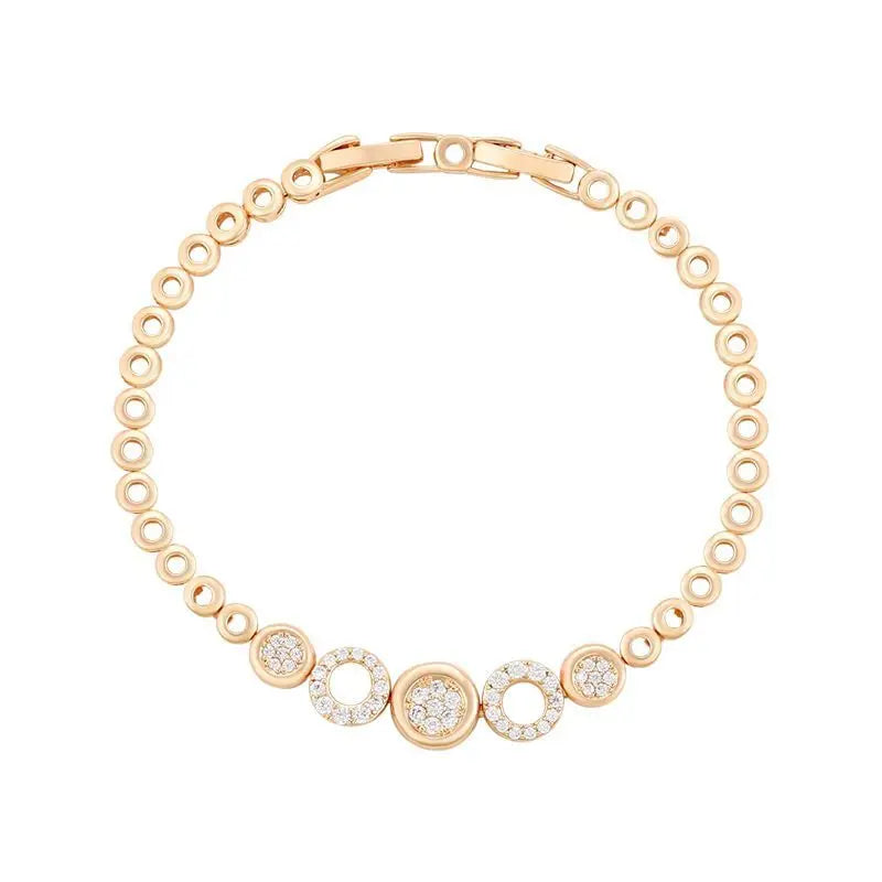 MxGxFam (17cm+2cm ) Lucky Circle Zircon Bracelets For Women Fashion Jewelry AAA+ Gold Color