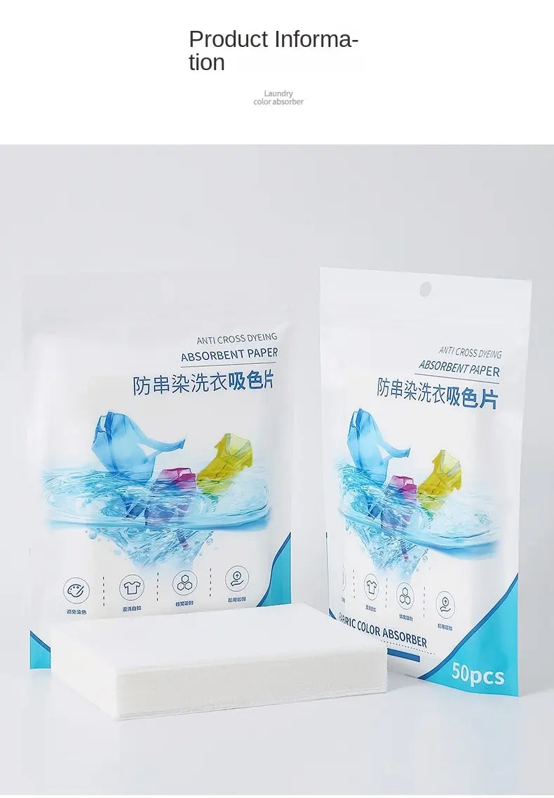 50 PCS/Bag Laundry Tablets Laundry Paper Anti-Staining Clothes Sheets Anti-String Mixing Color Absorption Washing Accessories