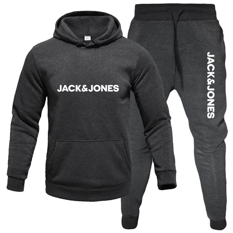 Jack and Jones men's hoodie sportswear fashion wool hoodie two-piece set hoodie long sleeved jogging pants set top