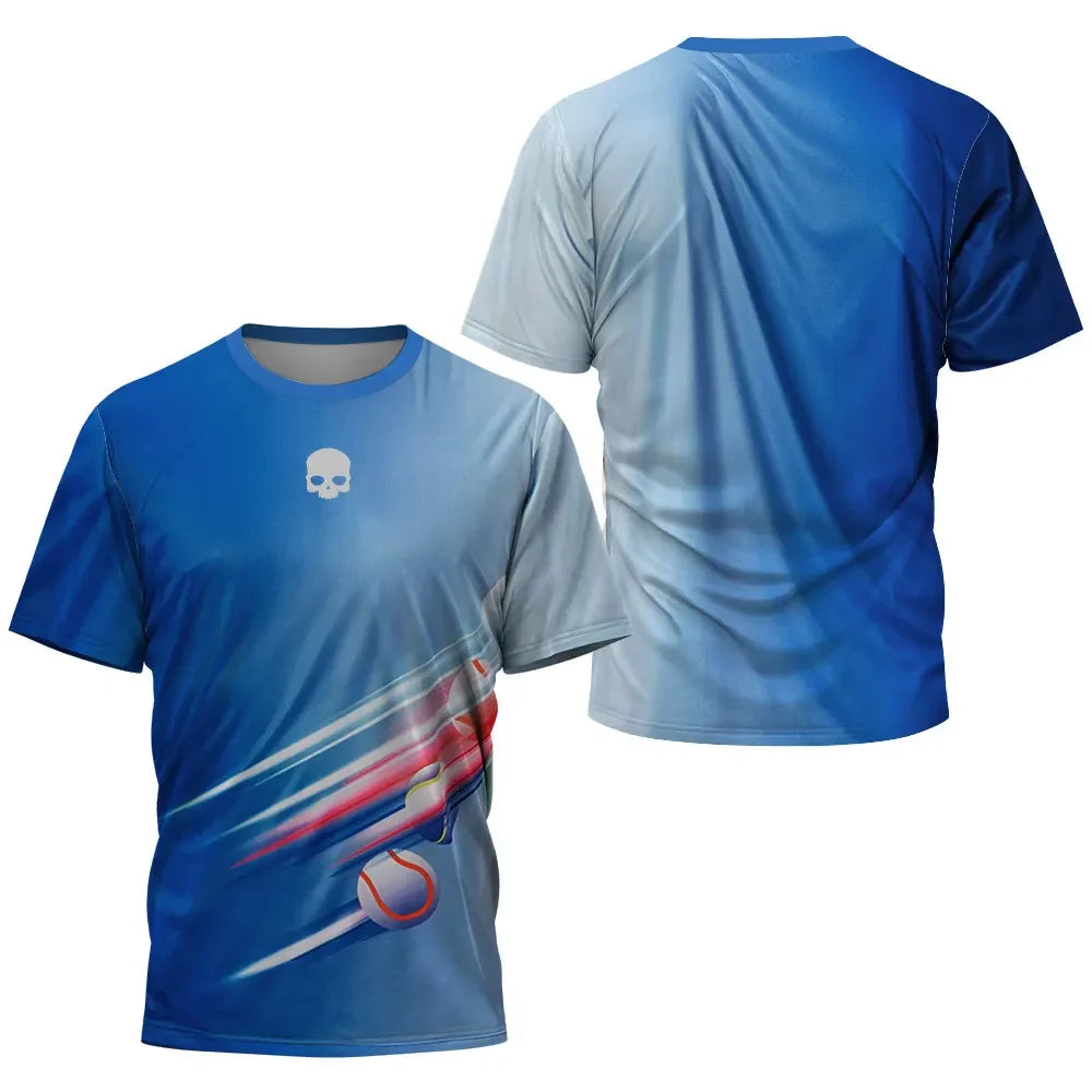 T-shirt de tennis à séchage rapide Skull pour hommes, t-shirt d'entraînement de tennis, haut de sport d'été, nouveau, haute qual