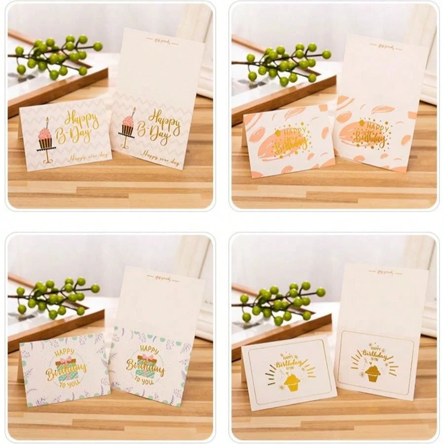 10pcs Happy Birthday Greeting Card （Style Random）Birthday Party Invitation Cards For Kids Adults Folded Gift Cards Message Card