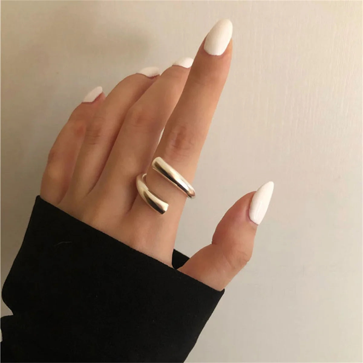 Simple Silver Color Irregular Finger Rings For Women Girls Geometric Multilayer Line Open Rings Exaggerated Bijoux Jewelry Gifts