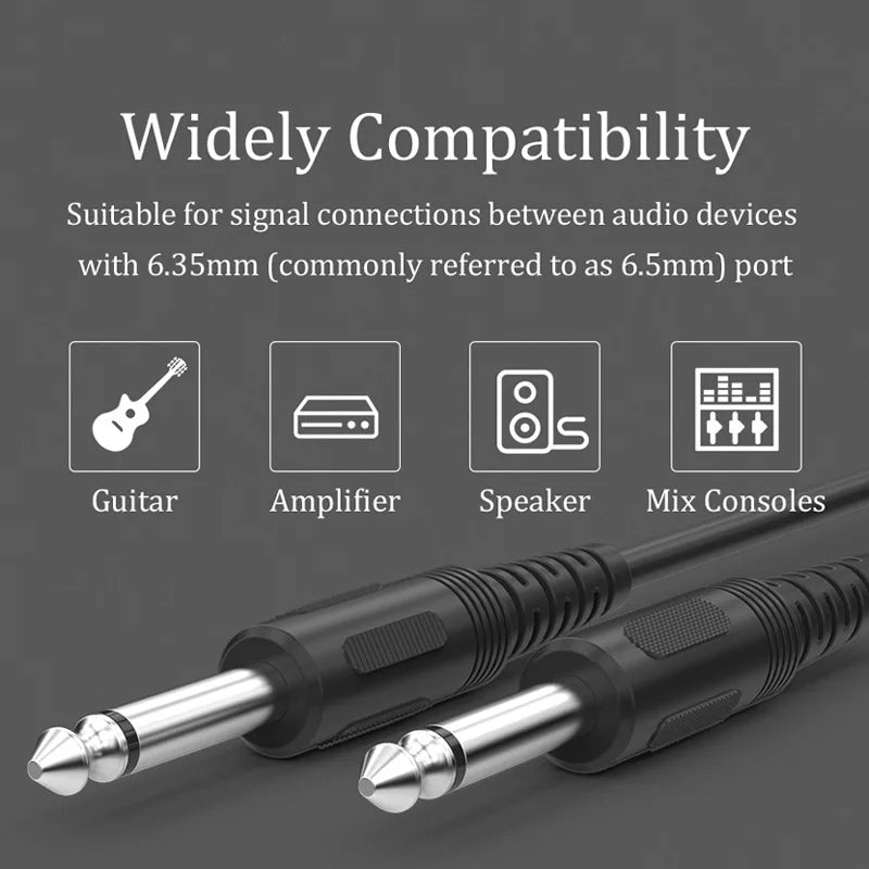 CHOSEAL 6.5mm Jack Audio Cable 6.35 Jack Male to Male Aux Cable For Stereo Guitar Mixer Amplifier Speaker Cable