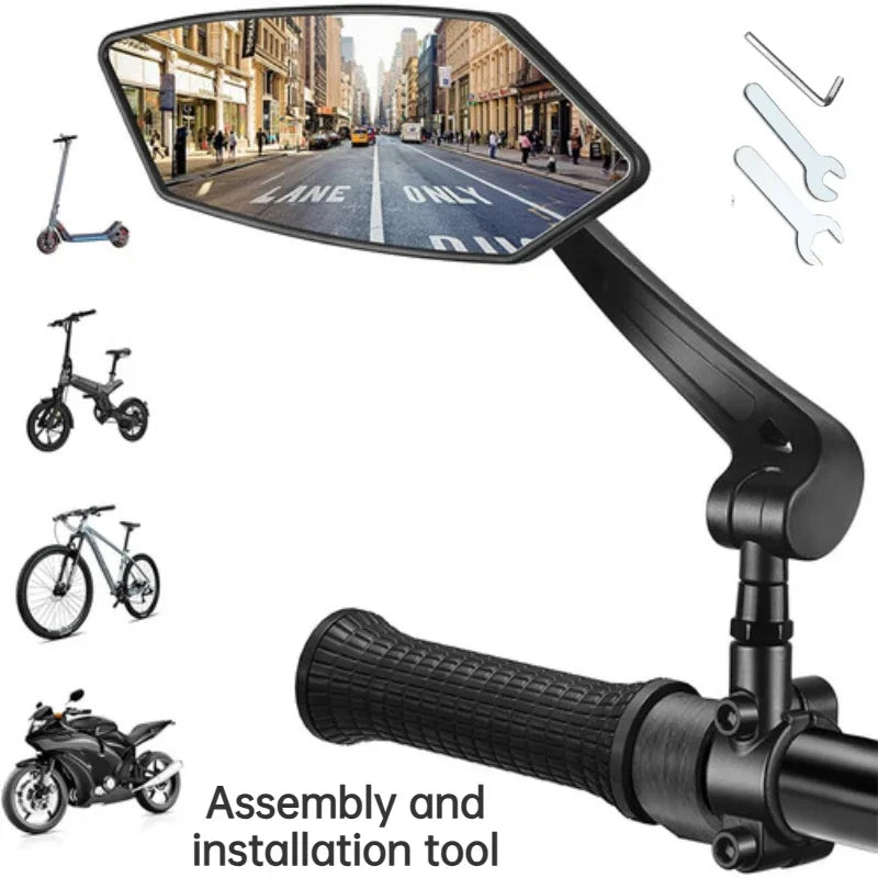 Bike Rear View Mirror Reflector Adjustable Rotatable Handlebar Mirror Clear Rearview Electric Scooter Cycling Bicycle Accessorie