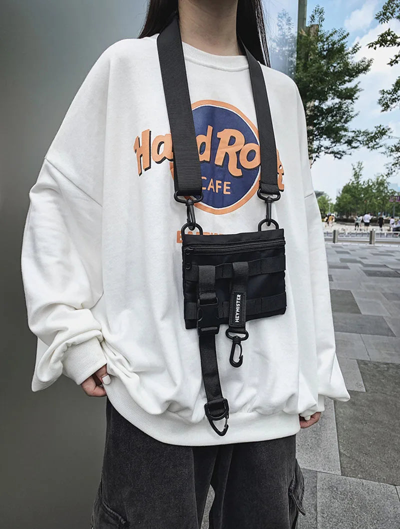 2024 Hip Hop Streetwear Unisex Waist Bags Casual Travel Chest Pack Removable Pockets High Quality Waterproof Nylon Crossbody Bag