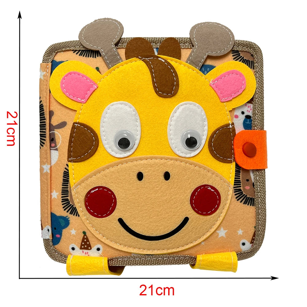 Montessori Toy Giraffe Busy Board 3D Felt Book For Fine Motor Skills Early Education Habits Knowledge Developing