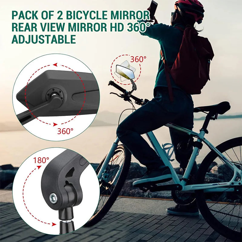 Bike Rear View Mirror Reflector Adjustable Rotatable Handlebar Mirror Clear Rearview Electric Scooter Cycling Bicycle Accessorie