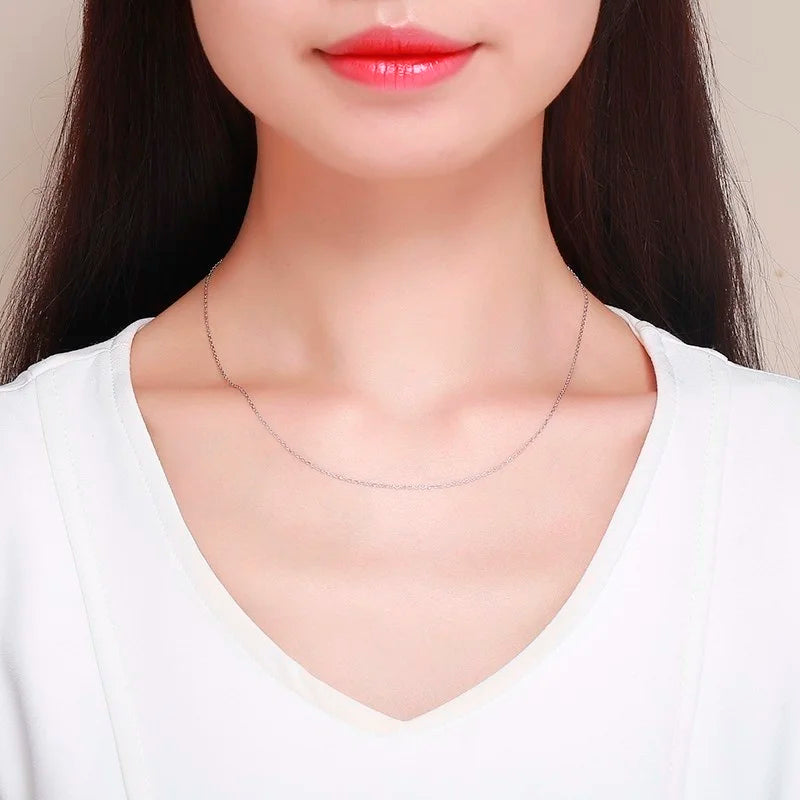 Thin 925 Sterling Silver Cross Chain Adjustable Necklace Choker Necklaces Women Girls Jewelry Collier Kolye Ketting 45cm-60cm