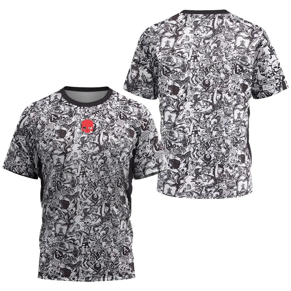 T-shirt de tennis à séchage rapide Skull pour hommes, t-shirt d'entraînement de tennis, haut de sport d'été, nouveau, haute qual