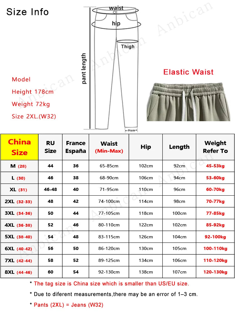 Men's Jogger Cotton Sweatpants Big Size 8XL 7XL 6XL Sports Baggy Pants Sting Banding  Hip Hop Loose Harem Trousers