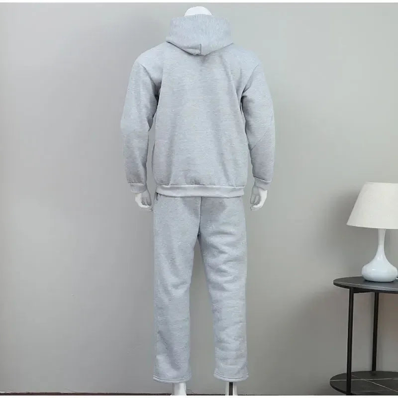 Autumn Jogging Sweatshirt Trousers Outfits Suits Casual Solid Couple's Hooded Sweatshirt And Loose Sweatpants 2 Piece Suit Male