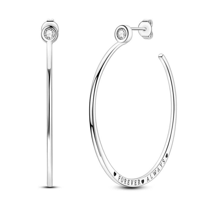 925 Sterling Silver Classic Round Hoop Earrings Zirconia U Shape Love Heart Geometric Earrings For Women Luxury Jewelry Gift