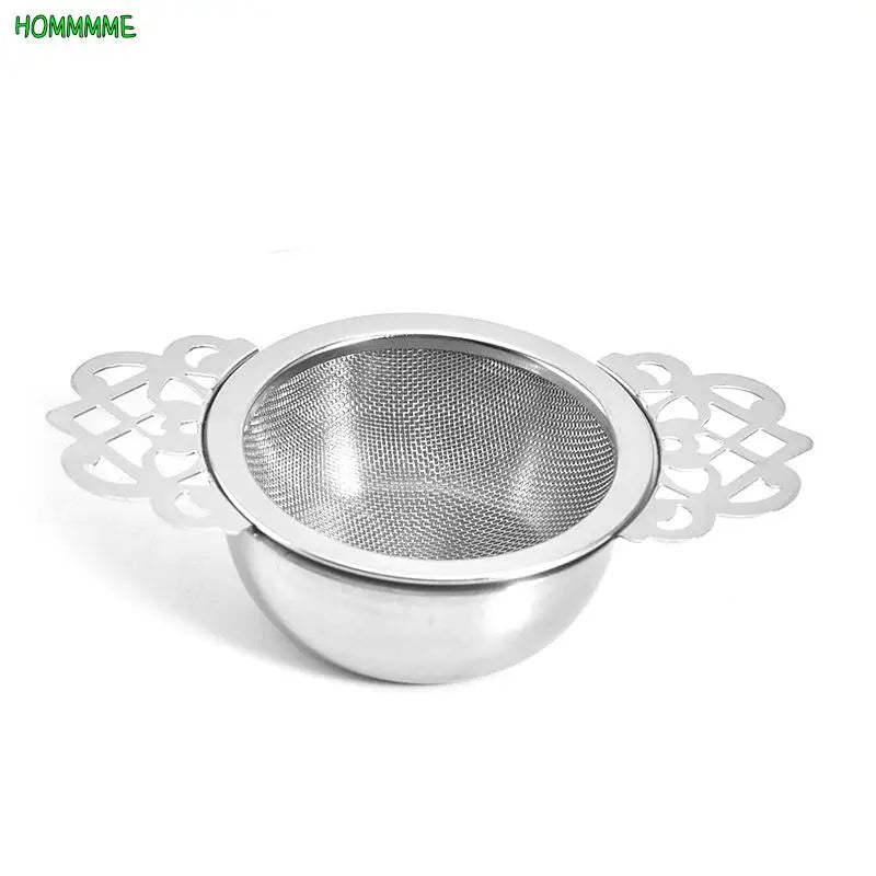 Double Ear Spice Infuser Filter Loose Leaf With Drip Bowl Tea Strainer Tea With Double Wing Handles Stainless Steel Kitchen Tool