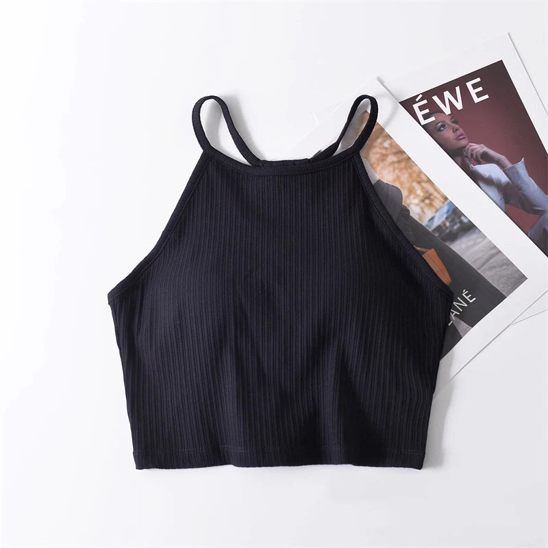 Women's Tops Hanging Neck Suspender Vest Female Sleeveless Cotton Top Debardeur Tee Shirt Camiseta Sin Mangas Mujer