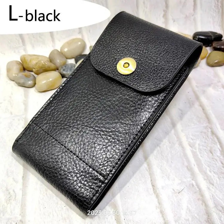 Mobile Phone Waist Bag Holster Genuine Leather Phone Sheath  Universal Belt Pouch Pack Men's 2102DK