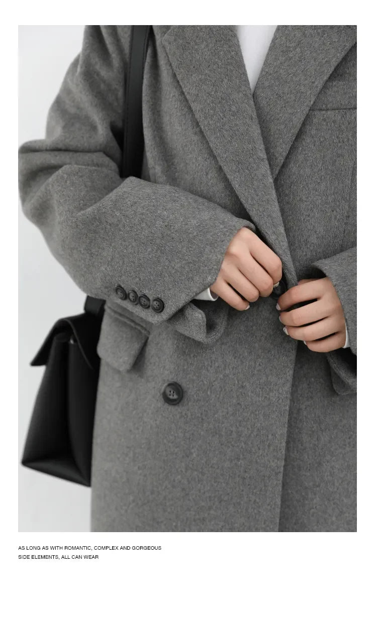 CHIC VEN Autumn Winter Women Coats Wool Blend All-match Mid-length Blazer Women's Woolen Overcoat Female Fashion Clothing 2023